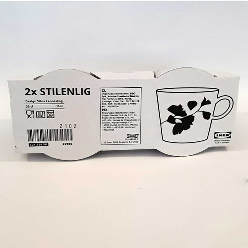 ماگ چینی جفت طرح برگ مدل STILENLIG ایکیا