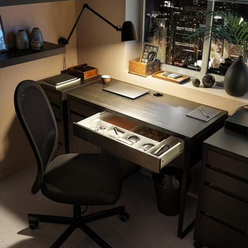 میز تحریر چوبی کابینت دار مدل MICKE ایکیا (رنگبندی)