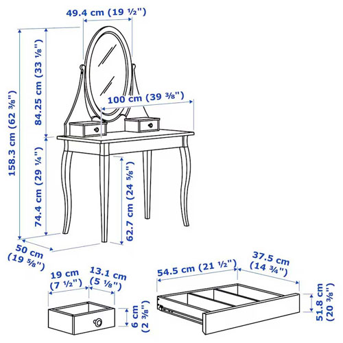 میز آرایش آینه دار مدل HEMNES ایکیا