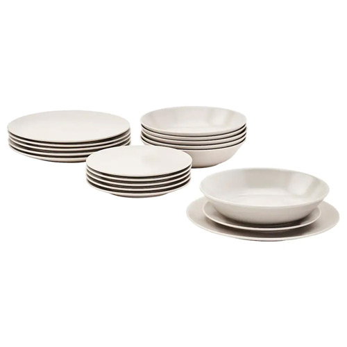 سرویس غذاخوری 18 پارچه بژ اروپایی مدل DINERA ایکیا